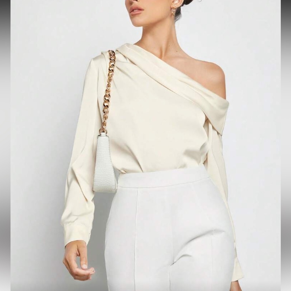 Elegant Cream Off-Shoulder Women's Top